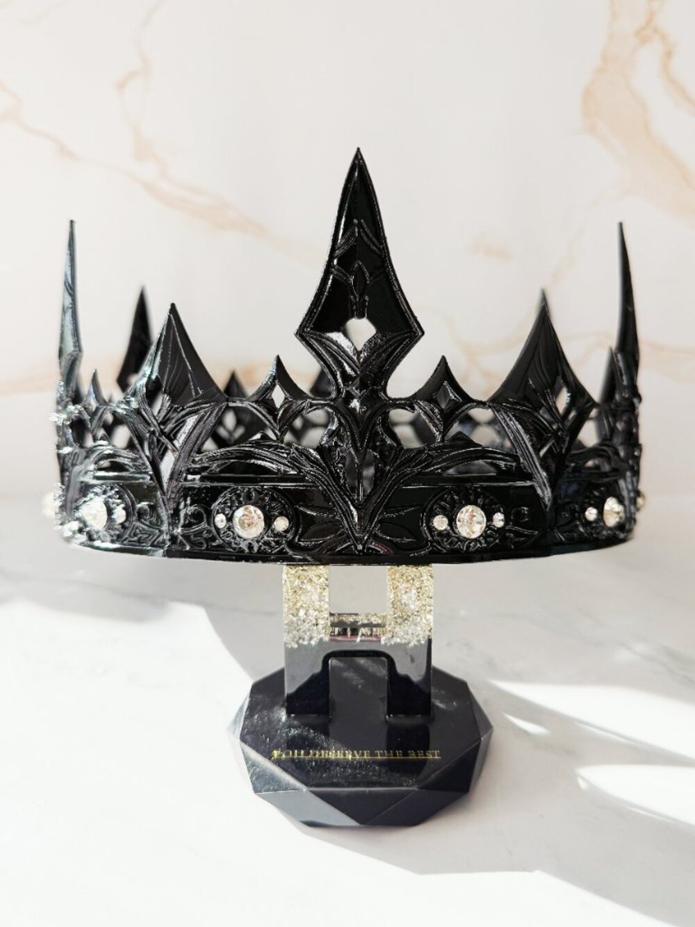 Black Gothic Crown, Clear Crystal Medieval, Unisex Renaissance Cosplay Headpiece